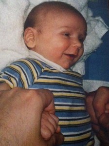 Three months old and always smiling, except when crying for food!! :)